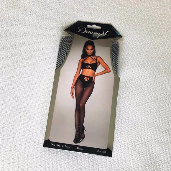 Dreamgirl Bralette and Panty Fishnet Bodystocking Set, NWT, OSFM - Picture 2 of 13